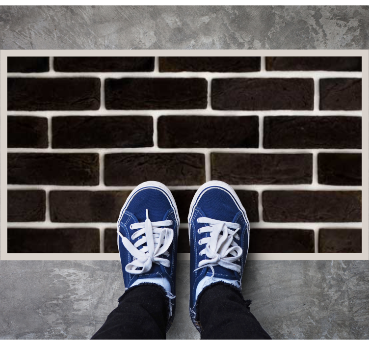 Sort murstensmønster vinyl tæppe med steneffekt - TenStickers