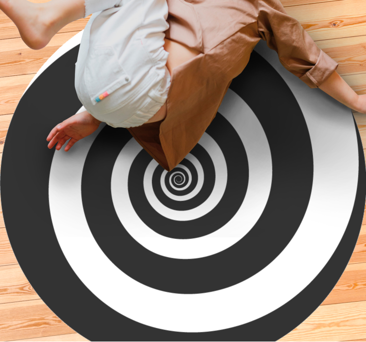 Sort og hvid hypnotisk spiral vinyl tæppe - TenStickers