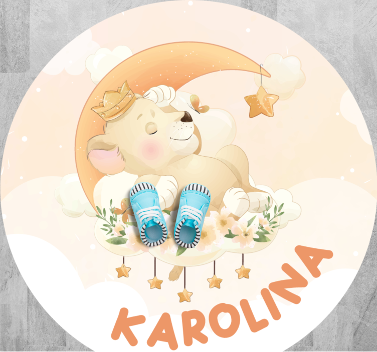 Søvnig løve vinyl tæppe med navn - TenStickers