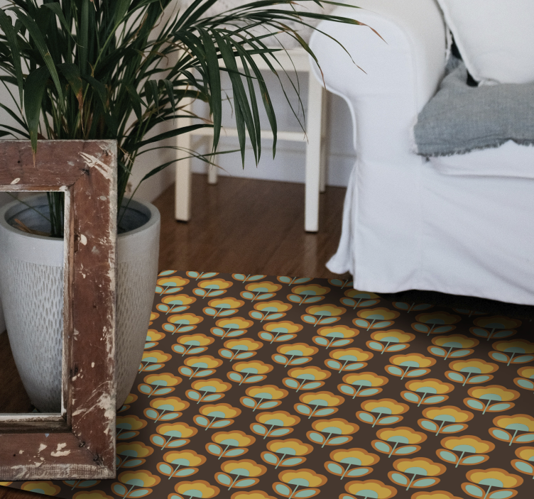 Vintage brunt design Blomster og planter vinyltæppe - TenStickers