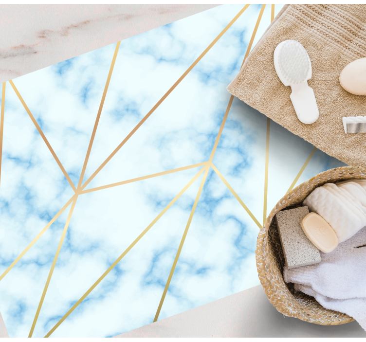 Stilfuldt geometrisk motiv marmor vinyl tæppe - TenStickers