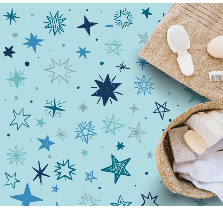 Blå natmønster stjerne vinyl tæppe - TenStickers