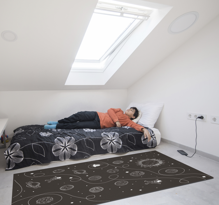 Fantastiske stjerner og planeter, der tegner vinyltæppet - TenStickers