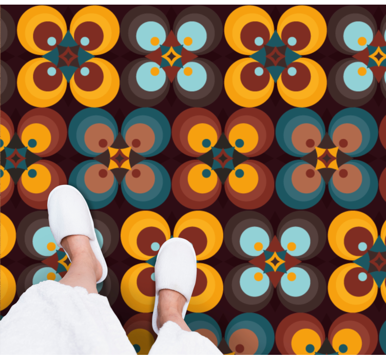 Stort abstrakt blomst former vintage tæppe - TenStickers