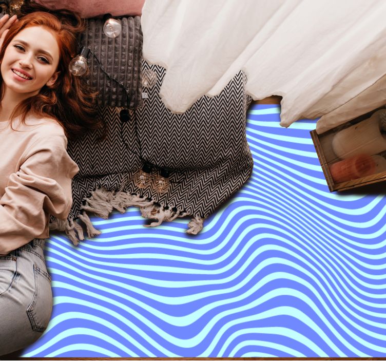 Strømmende blå bølger geometriske vinyl tæppe - TenStickers