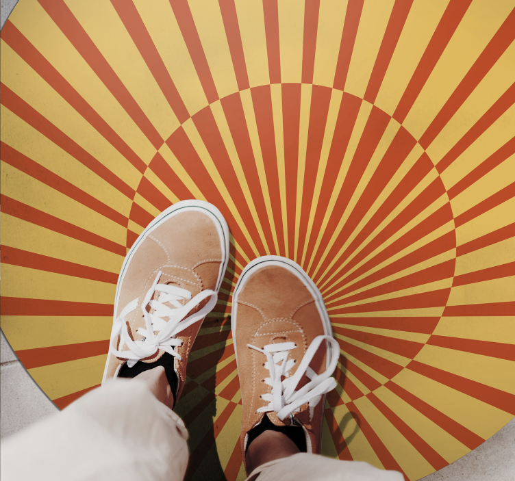 Sunburst cirkulært mønster stribede vinyl tæppe - TenStickers