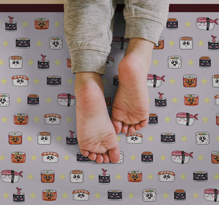 Sushi tegneserie mønster tæppe til børneværelse - TenStickers