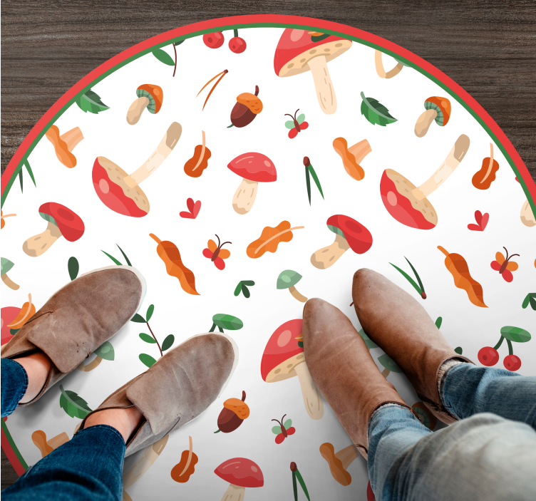 Blomstermotiv af svampe Blomster og planter vinyltæppe - TenStickers