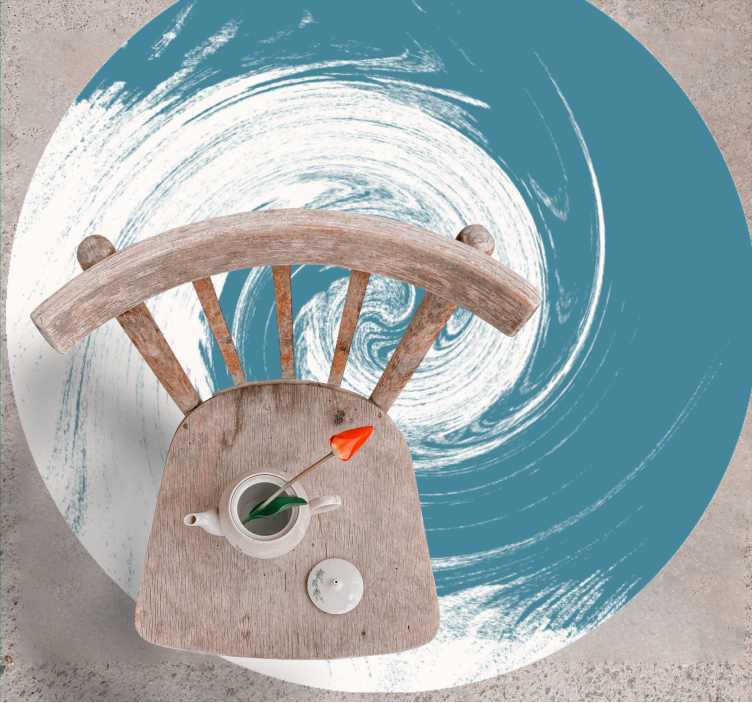 Swirling blue abstract rundt vinyltæppe - TenStickers