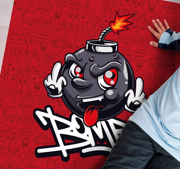 Tegneseriefigur med bombe vinyl tæppe til teenagere - TenStickers