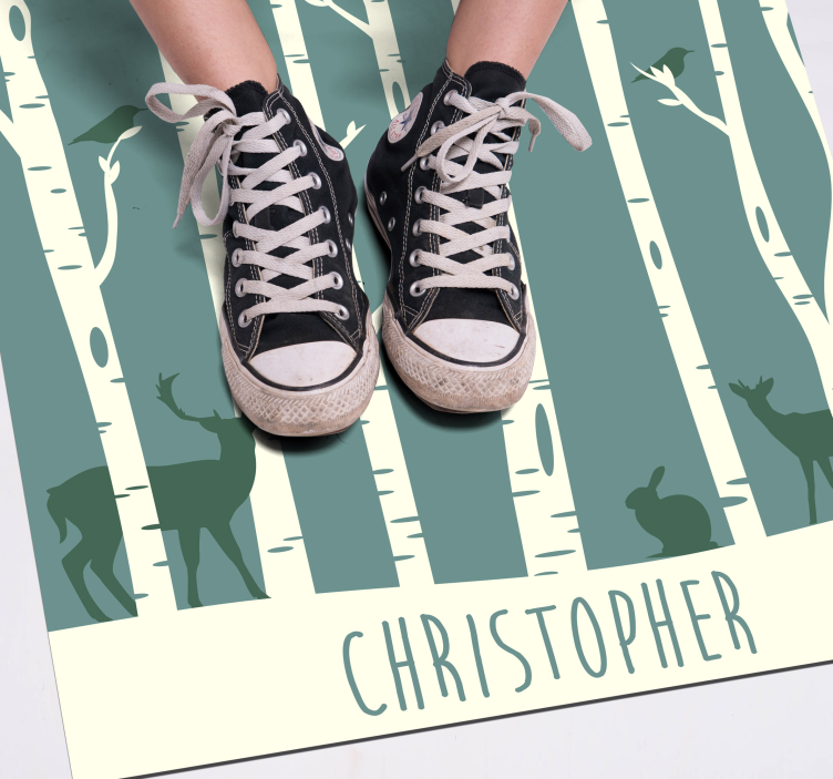 Tema skovvenner vinyl tæppe med navn - TenStickers