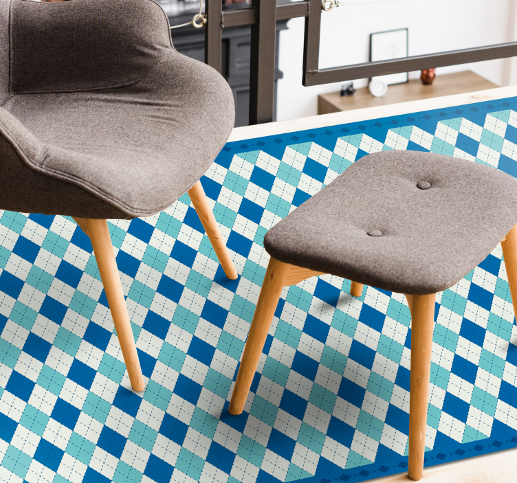 Ternet blå mønster vinyl tæppe med fliseeffekt - TenStickers