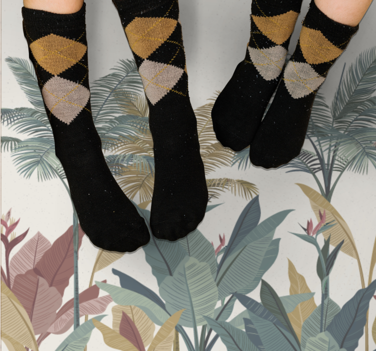 Terracotta tropiske planter natur vinyl tæppe - TenStickers