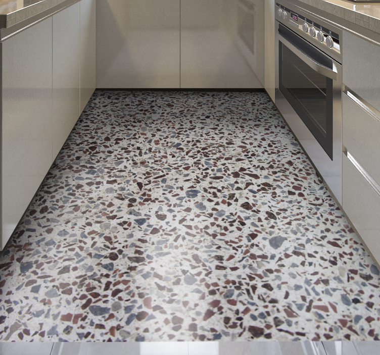 Terrazzo grå farve tekstur vinyl tæppe - TenStickers