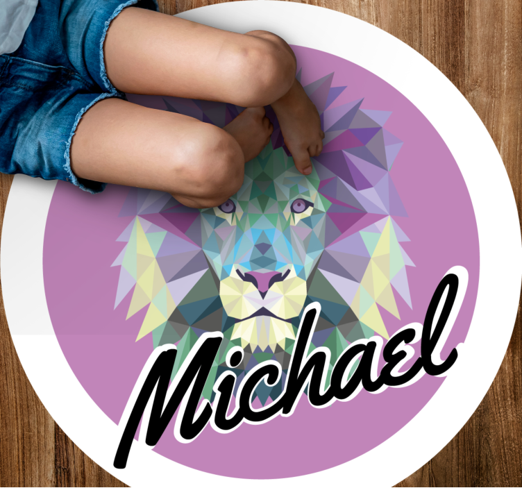 Tilpasselig løve vinyl tæppe med navn - TenStickers