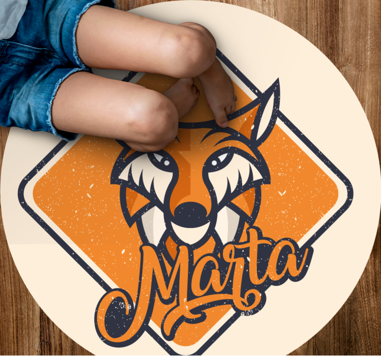 Tilpasselig smart ræv vinyl tæppe med navn - TenStickers