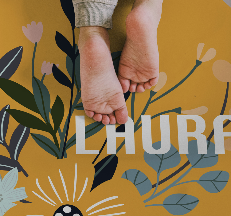 Tilpasset blomsteremblem vinyl tæppe med navn - TenStickers