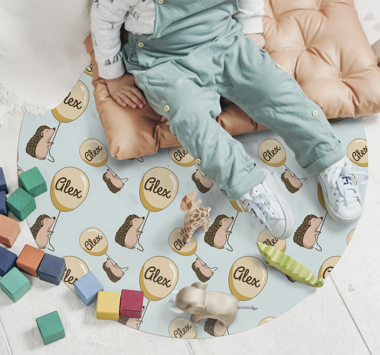 Tilpasset pindsvin vinyl tæppe med navn - TenStickers