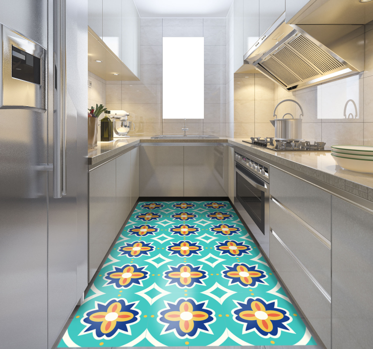 Tourquise tekstureret mosaik gulvfliser - TenStickers