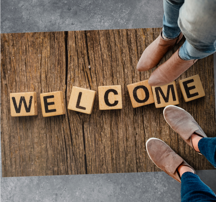 Træ alfabet velkommen vinyl tæppe med sætninger - TenStickers