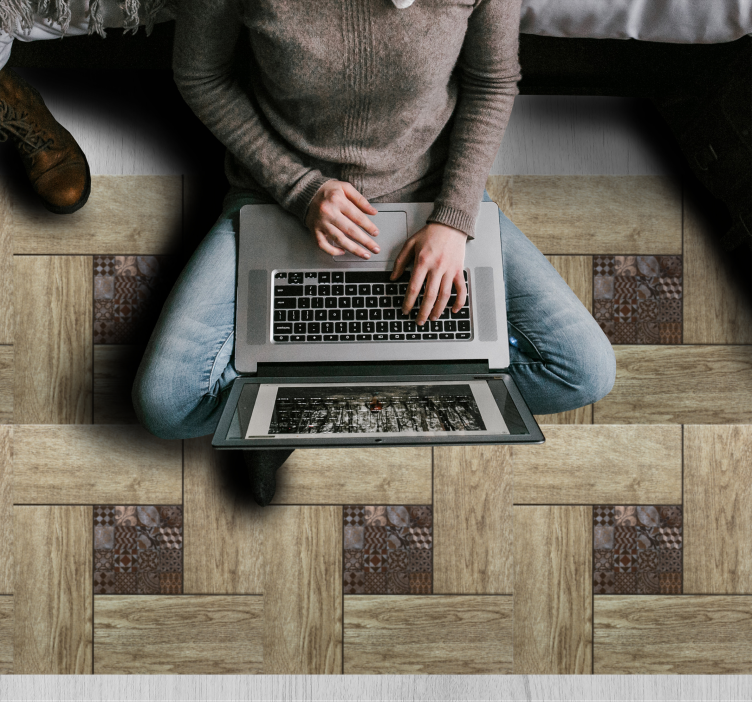 Tekstureret mønster vinyl tæppe med træeffekt - TenStickers