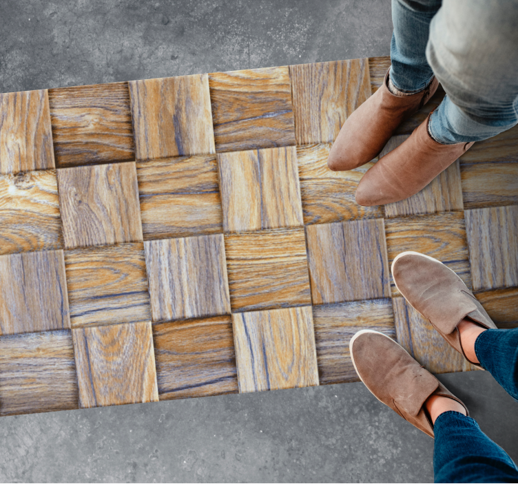 Blokstil vinyl tæppe med træeffekt - TenStickers