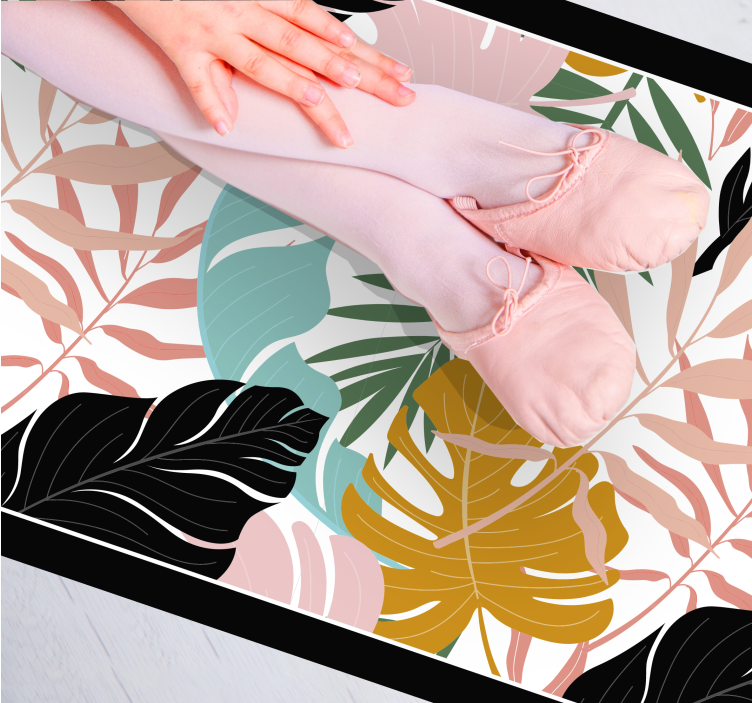 Tropisk bladpalet natur vinyl tæppe - TenStickers