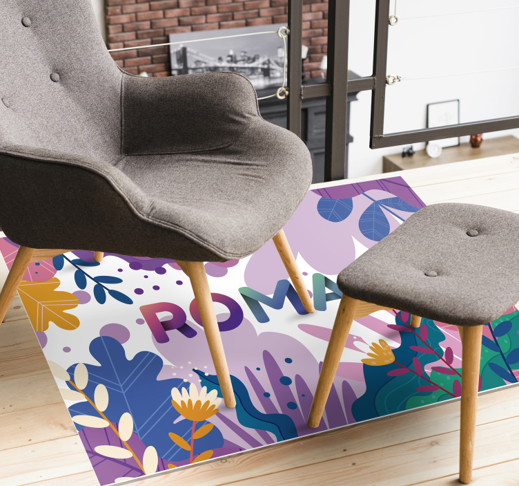 Fabelagtige tropiske blomster vinyl tæppe med navn - TenStickers