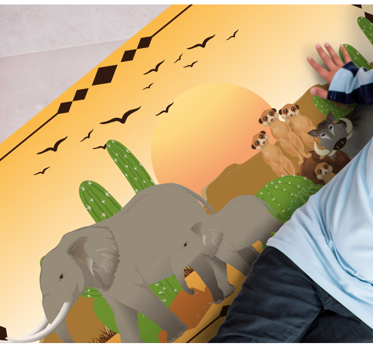 Tusmørkeelefantekspeditionen natur vinyl tæppe - TenStickers