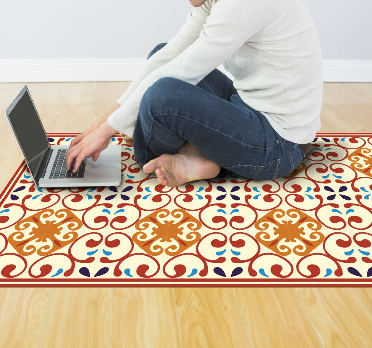 Udførligt botanisk motiv mosaik vinyl tæppe - TenStickers