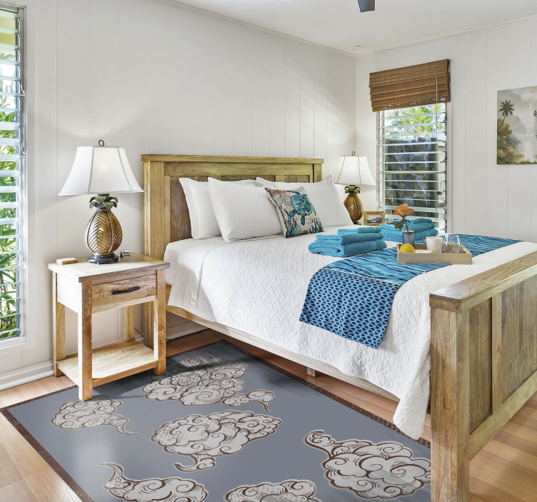 Udsmykkede skymotiver vinyltæppe til soveværelse - TenStickers