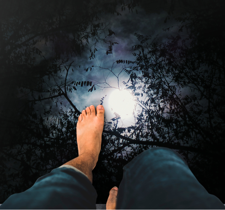 Uhyggelig månebelyst skov natur vinyl tæppe - TenStickers