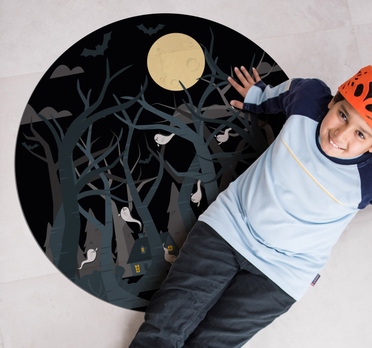 Uhyggelig skovscene vinyltæpper til halloween - TenStickers