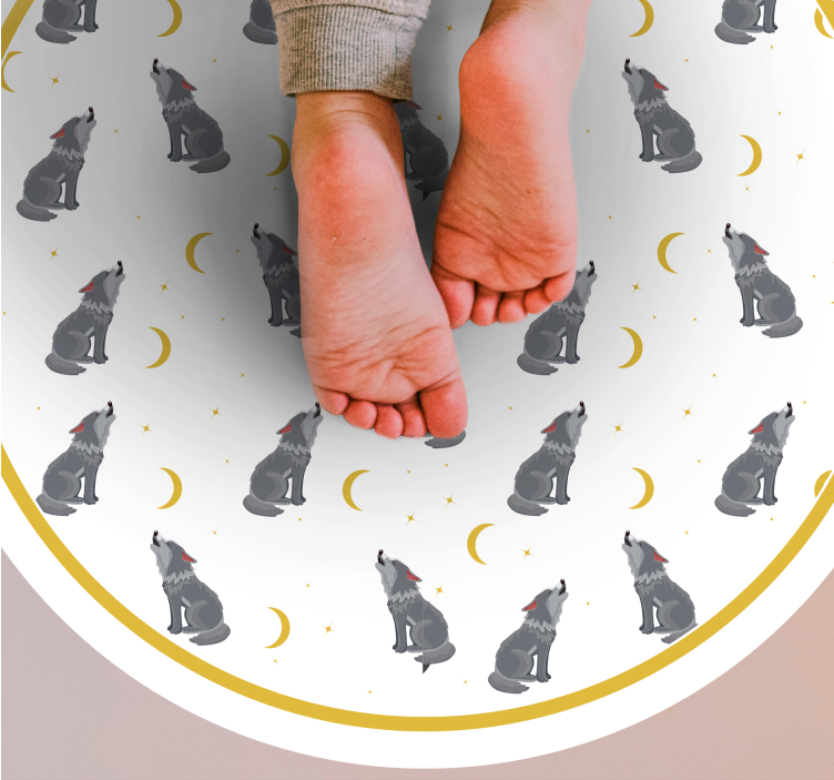 Ulv måne mønster vinyltæppe med dyreprint - TenStickers