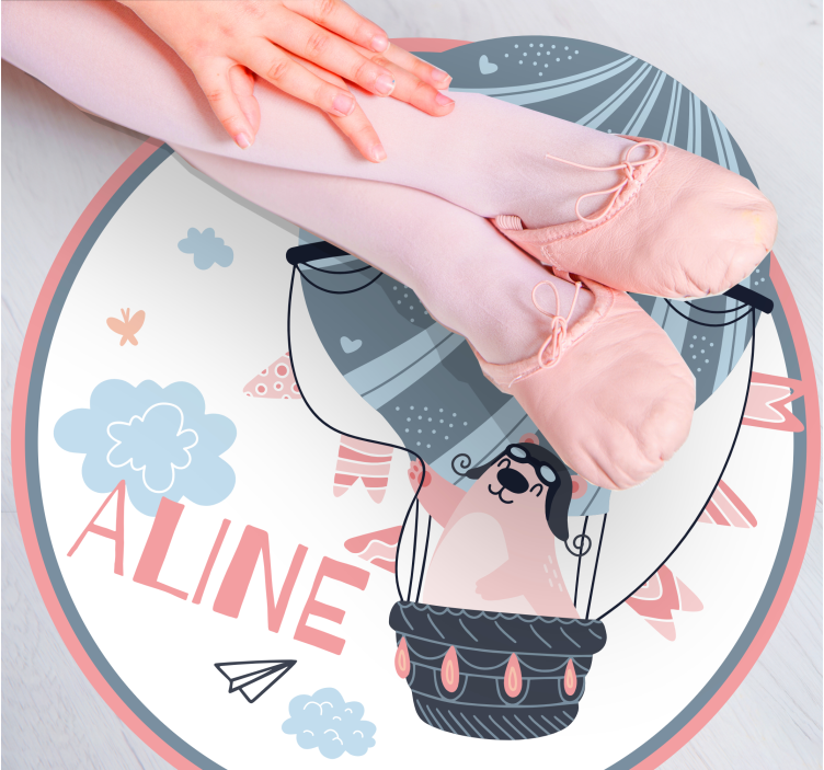 Varmluftballon vinyl tæppe med navn - TenStickers