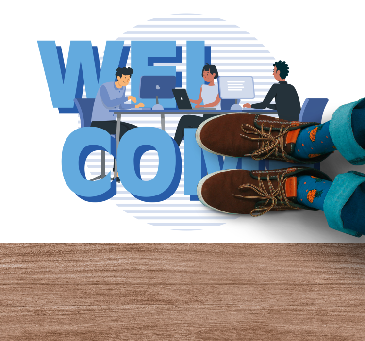 Venlig kontorvelkomst vinyl tæppe med sætninger - TenStickers