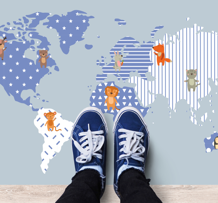 Verdenskort eventyr vinyl tæppe - TenStickers