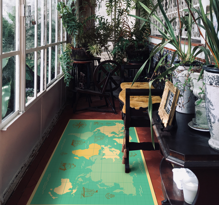 Verdenskort med både vinyl tæppe - TenStickers