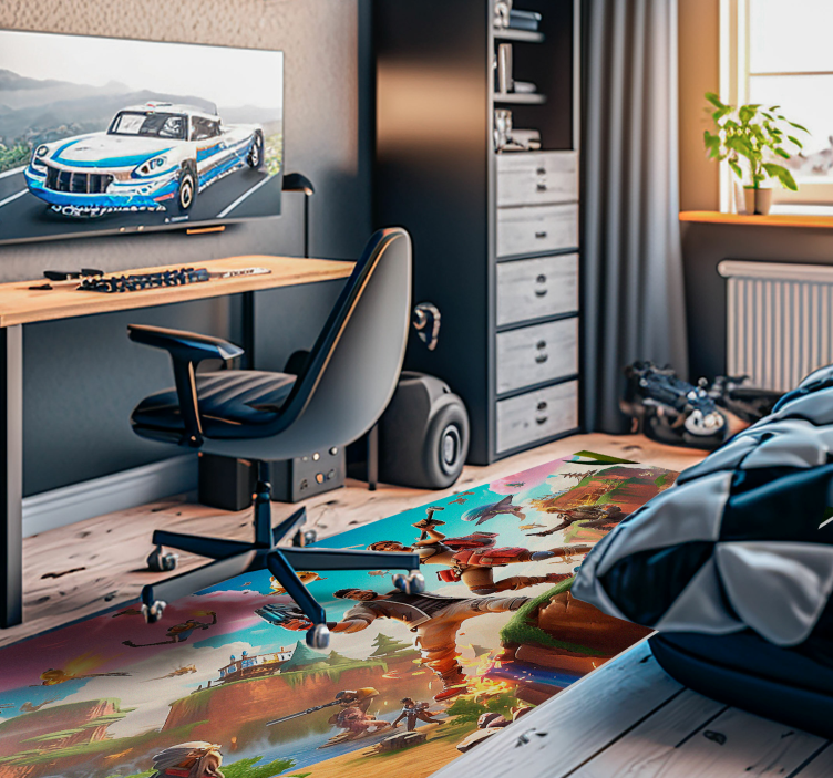 Videospilkarakterer i aktion vinyl tæppe - TenStickers