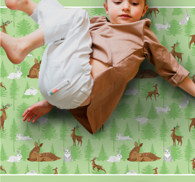 Vilde dyr i skoven vinyl tæppe til børn - TenStickers