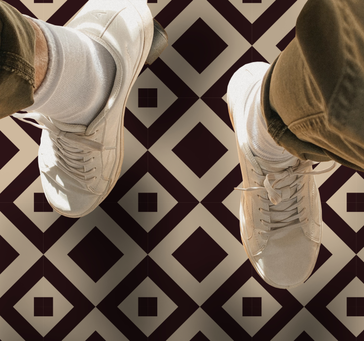 Vintage beige firkantet mønster flise tæppe - TenStickers