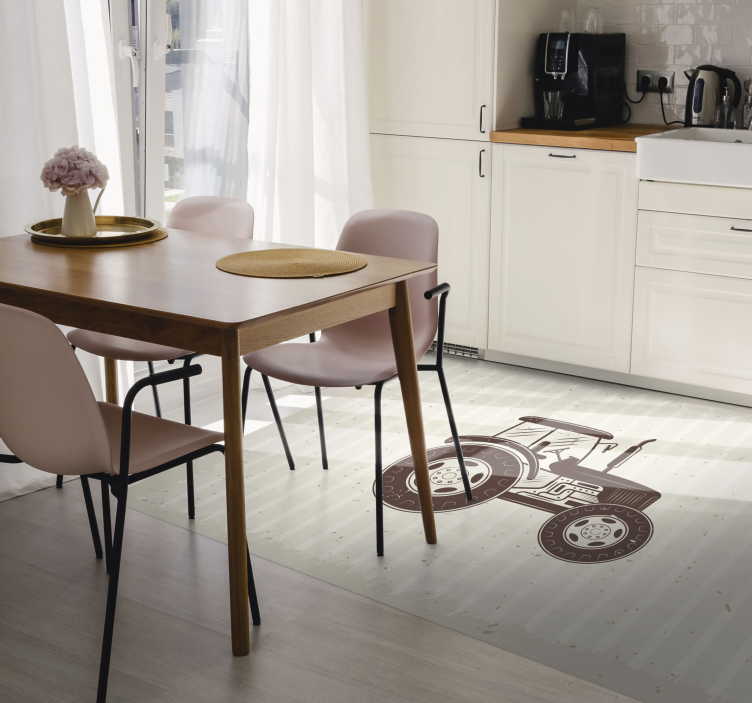 Vintage gård traktor vintage vinyl tæppe - TenStickers