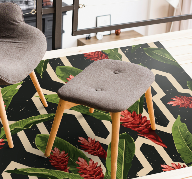 Vintage tropiske blade blomster tæppe - TenStickers