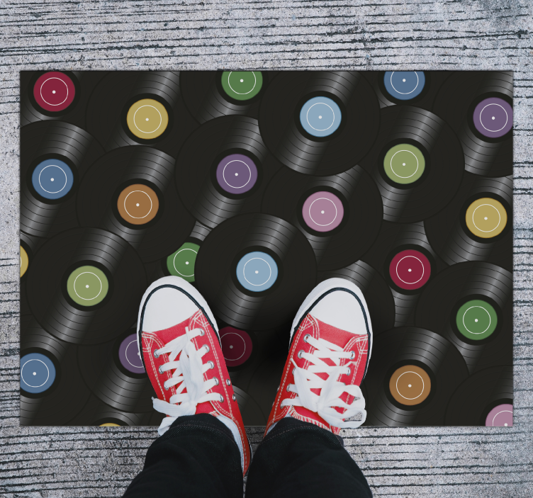 Vinyl tæppe med vinylplader vintage tæppe - TenStickers
