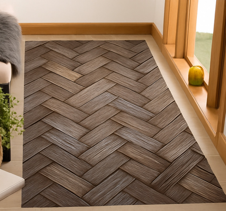 Vinyl tæppe til stuen fletet trælook - TenStickers