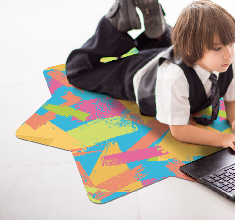 Flerfarvet stjerne vinyl tæppe - TenStickers