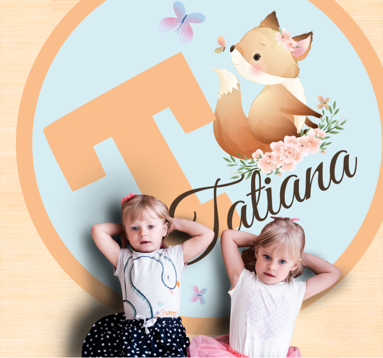 Yndig ræv illustration vinyl tæppe med navn - TenStickers