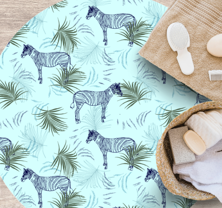 Vinyltæpper med dyr zebra og blade - TenStickers