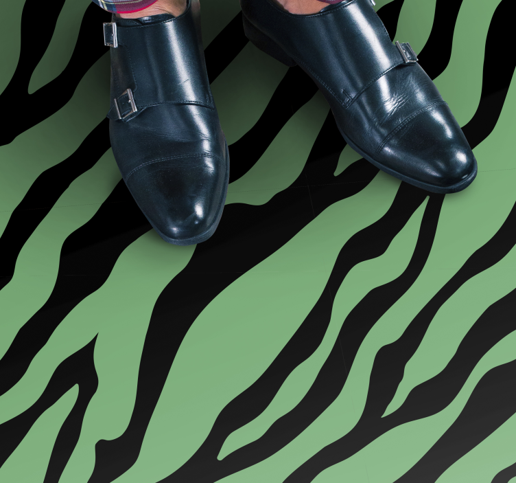 Zebragrønne striber vinyltæppe med dyreprint - TenStickers