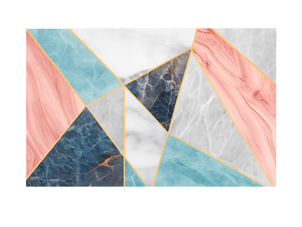 Farverigt geometrisk design marmor vinyl tæppe - TenStickers